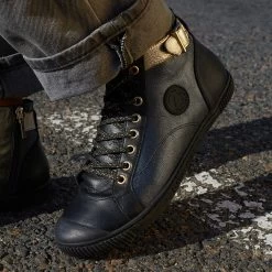 Pataugas BANJOU LATSA/MIX F4H NOIR/DORÉ 11 Pataugas BANJOU LATSA/MIX F4H NOIR/DORÉ -Chaussures Homme Femme Soldes Magasin F Palme MIX Noir Dore